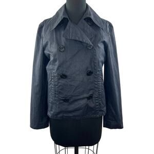 RUGBY RALPH LAUREN Waxed Navy Blue  Double Breasted Decorative Button Jacket S